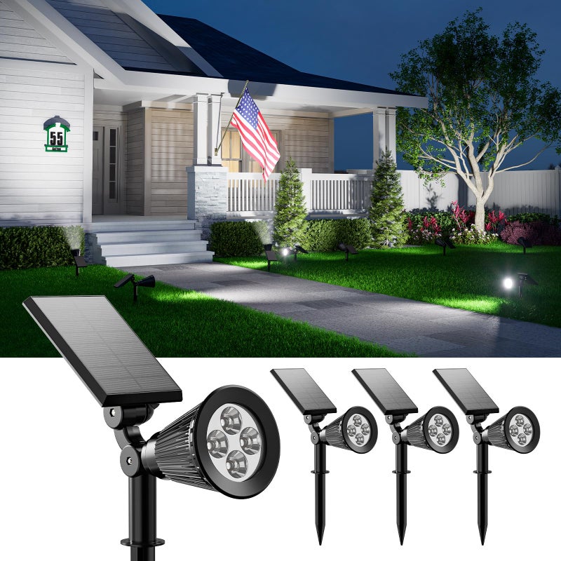 FALOVE 4 Pack Solar Spotlights Outdoor Waterproof for Tree, Statue, Flower, Pot, Bush, Wall, Bright LED Outside Landscape Flood Lights for Security Uplighting Yard, Garden, Driveway, Walkway, House, Fence - Image 1